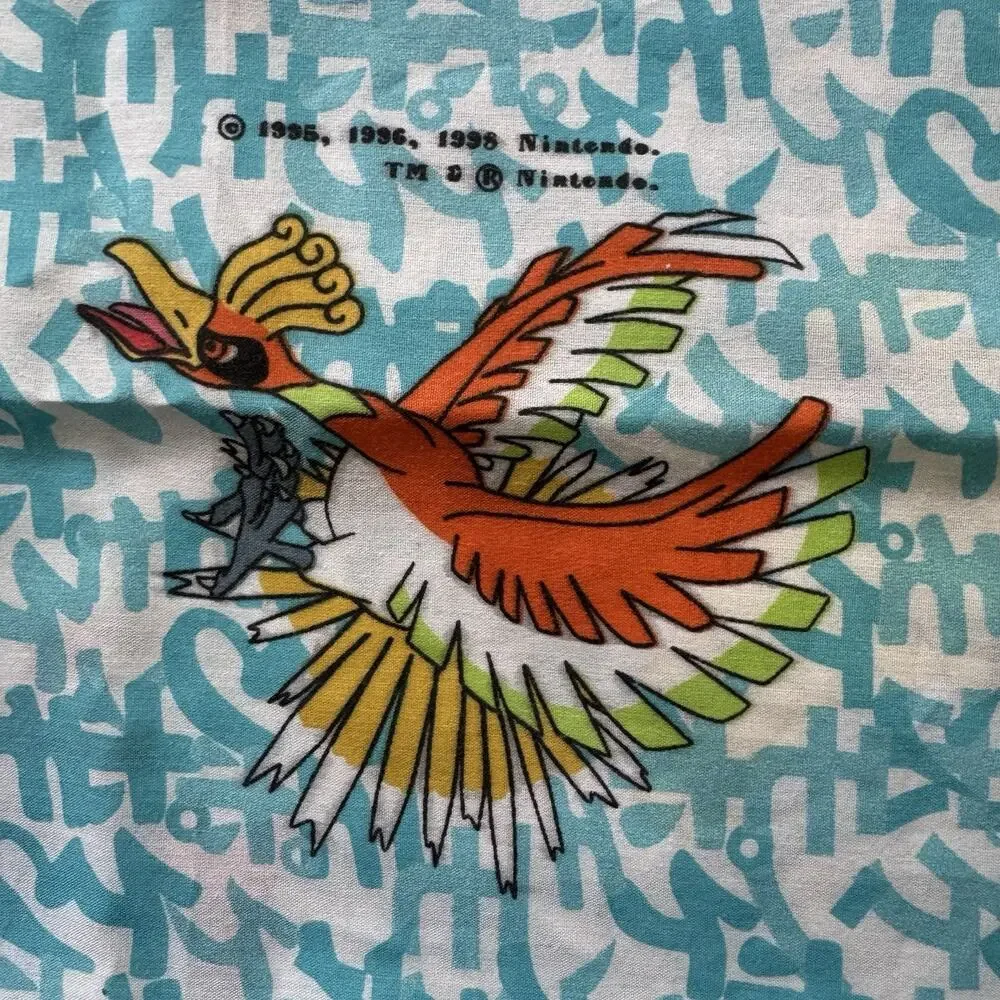 Vintage 1998 Pokemon Twin Bedding 1 Flat Sheet Pikachu Fabric Craft